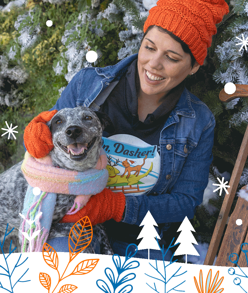Happy dog wearing a scarf