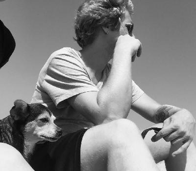 Curt with our rescue dog Tilda